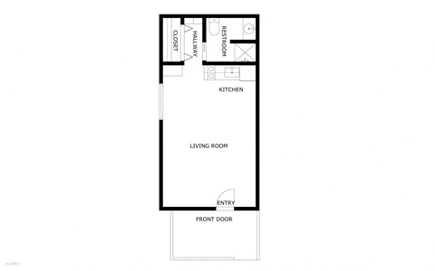Floor plan for studio, 1 bath, 428 sqft